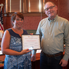 Windy Hartuniewicz and Mayor Bruce Meyers